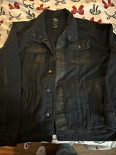 Harley Davidson Xxl Vintage Distressed Black Jean Jacket  picture
