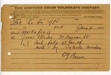 1887 Western Union Telegram Palatka FL 40 Gallons Milk Signed OG Barron Florida picture