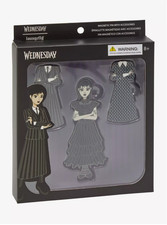 Loungefly Wednesday Addams Enamel Pins 4-Set Paper Doll 3 cm NEW IN BOX picture