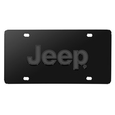 Jeep 3D Dark Gray Logo on Black Stainless Steel License Plate picture