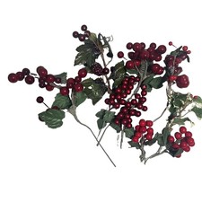 Lot Of 9 Vtg Plastic Holly Berry Floral Decoration Picks  Crafting picture