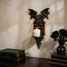 Vintage gargoyle wall candle holder resin gothic sconce dark style home decor picture