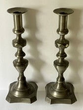 JOHN SOMERS PEWTER Makers Mark 12” Set Of 2 Candlesticks  Brazil Vintage picture