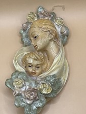 VTG Mary & Baby Jesus Decoration Paper Maché Wall Hanging picture