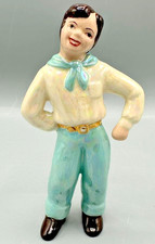 Vintage 1950s Japanese Cowboy Boy Lusterware Ceramic Figurine Western Japan picture