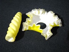 Scarce 19th Century Gas Light 2 Piece Glass Candle & Cased Glass Bobeche, Yellow picture