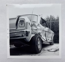 Vintage Photo Chevy Nova? Car Automobile Crash Wreck 1960s B&W Snapshot picture