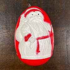 VTG 3” Irwin Celluloid Red Roly Poly Egg Shaped Santa Christmas Tree Ornament picture