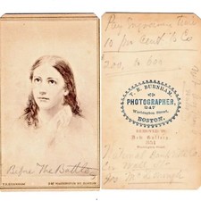 BOSTON c1869 NY Financial Business Notes CDV Etching Portrait Lovely Lady picture