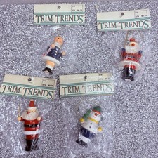 VTG 1990’s Seasonal Specialties Tree Trim Trends Lot of 4 Santa Ornaments NOS picture