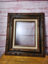 VTG 1970s Mexican Spanish Art Deco Geometric Carved Wood Picture Frame 8x10 MCM picture