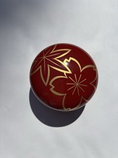 Japanese Hakoya Lacquer Box Round 4” Red Collectible picture