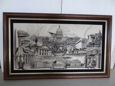 Marble Wall Plaque with Images  of  WASHINGTON DC, LANDMARKS  32x20 ins. picture