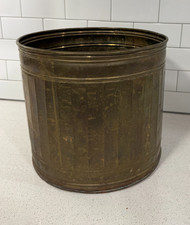 Large Vintage Patina Brass Planter Pot 12” tall Rustic Boho Decor India picture