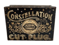 Antique Mayo’s Constellation Cut Plug Tobacco Tin Black & Gold Advertising picture