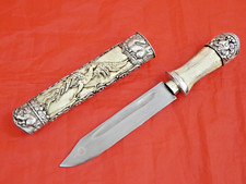 ANTIQUE BHUTANESE OR TIBETAN SILVER DAGGER HAND CARVED Bhutan Tibet China sword picture
