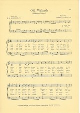WABASH COLLEGE vintage song sheet c1927 