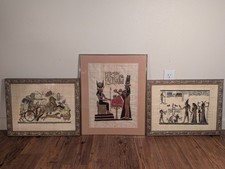 Set Of 3 Framed Authentic Egyptian Handmade Papyrus Paintings From Zifta Egypt picture
