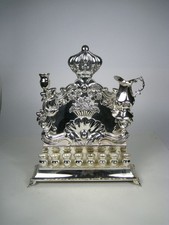 Silver Tone Menorah Hanukkah Candle Holder Chanukiah Judaica READ picture