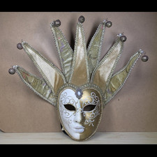 Collectible handmade in Italy: La Maschera del Galeone Jester Mask White/Gold picture