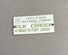 VINTAGE HELENA ELK CREEK SMOKEY PORCELAIN SIGN CAR GAS OIL TRUCK MOTORCYCLE picture