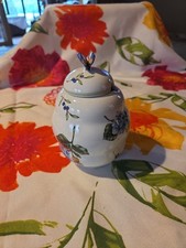  Princess House VTG Garden Butterfly Floral Lidded Honey Pot DISCONTINUED picture