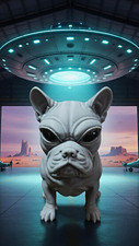 Alien French Bulldog Dog Figurine Sculpture picture