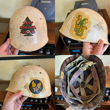 Vintage WWII U.S. M1 Helmet 1945 Liner University of Oregon Keep Oregon Green picture