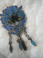 RARE Chinese Kingfisher Butterfly Feather  Hair Pin Qing Ching Dynasty Paperwrk picture