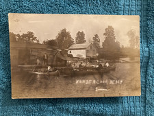 RPPC Vandercook Lake Beach Canoeing Couples Jackson Michigan Unposted c1910 picture