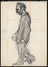 English poet Christopher Logue 1960 A sketch by Polish born Britis- Old Photo picture