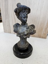 Antique Art Nouveau Spelter Lady Bust  6