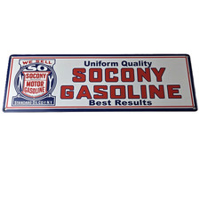 Vintage Socony Gasoline Sign - Mobil Gas Pump Advertising Porcelain Sign picture