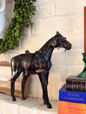 Vintage Leather Wrapped Horse Sculpture | 60s | 70s | Equestrian | Rustic Decor picture
