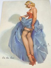 1953 Gil Elvgren Risque Pin Up Calendar Notepad Ford On the Run 8x4.5 picture