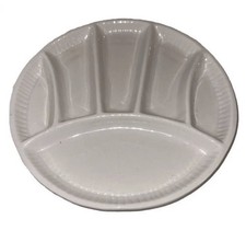 Nice VTG MCM Calif Pottery Divided Snack Fondue Or Paint Palette Plate White picture
