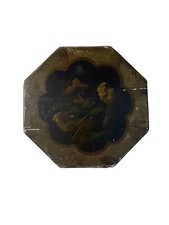 Antique Chinese Octagonal Rice Barrel Lid Wall Art Painted Chinoiserie Toleware picture