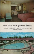Eddie Bohns Pig'N Whistle Motel Denver Colorado 2 views interior pool F405 picture