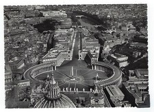 Rome, Italy-St. Peter's Basilica & Square--Black & White Aerial Vintage Postcard picture