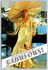 I'm Fabulous Bernardo Photo Art Postcard Drag Queen Gold Lame' Dress & Large Hat picture