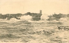 UK, KENT, Margate, A Stormy Day, RPPC Postcard Antique 1908 Real Photo N picture