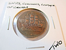 RARE 1800'S HARD TIME TOKEN THE SHIPS, COLOINIES, AND COMMERCE OF CANADA   TWO picture