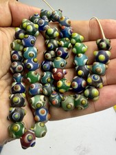 Antique Multicolor Mosaic Glass  Trade Beads – Unique Collectible Strand picture