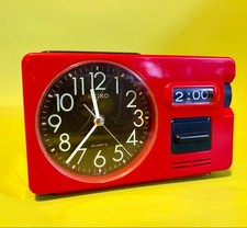 Vintage SEIKO Quartz Alarm Desk Clock Red Japan picture