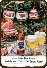 1952 PABST BEER CHRISTMAS TREE BALLS Vintage Look DECORATIVE REPLICA METAL SIGN picture