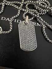 David yurman Sterling Silver 35mm Streamline Dog Tag With Pave Diamond 22 inch picture