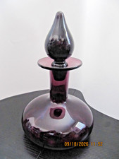 Vintage Italian Art Glass Decanter Purple Amethyst w/ Stopper 10