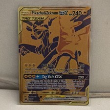 Pokemon Card Pikachu & Zekrom GX Gold Promo SM248 Full Art Textured Rare MINT picture