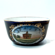 EDGECOMB - OLD FORT - MAINE ME Antique Souvenir China TRINKET COBALT picture