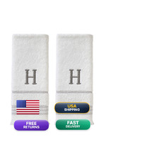 Skl Home Casual Monogram Hand Towel Set H 16X26 White 2 Count W453800083H203 picture